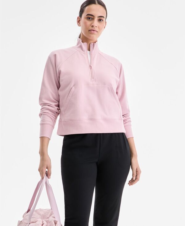 【送料無料】 イデオロギー レディース パーカー・スウェット アウター Womens Solid Fleece QuarterZip Sweatshirt Chalky Rose