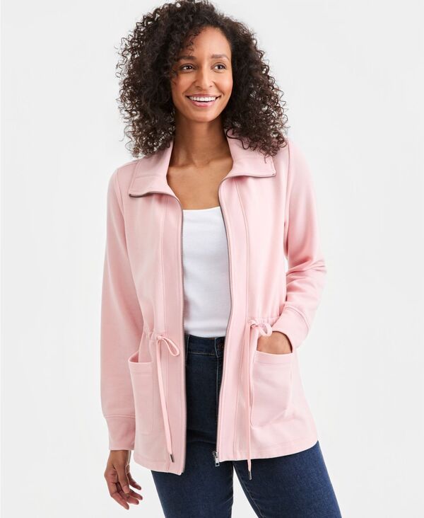 【送料無料】 スタイルアンドコー レディース ジャケット・ブルゾン アウター Womens Luxsoft Fleece Knit Anorak Jacket Silver Pink