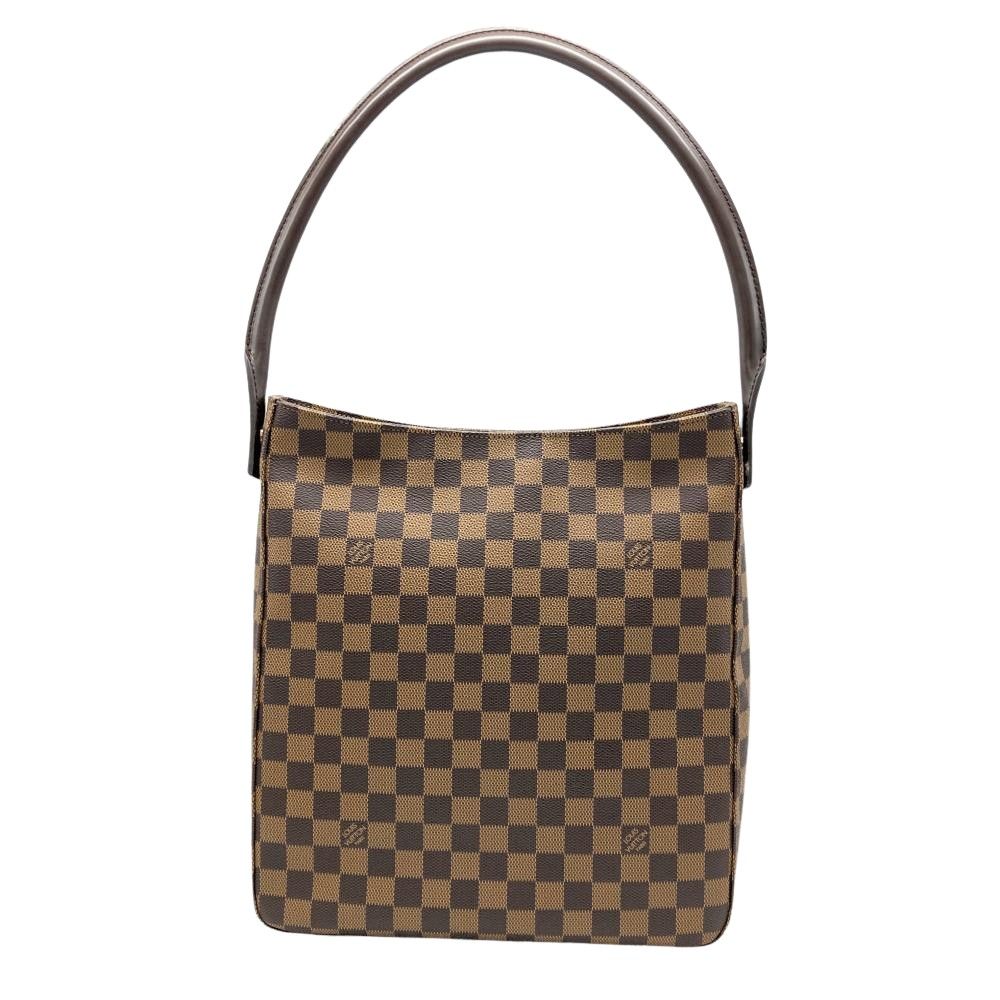 ルイヴィトン LOUIS VUITTON ルーピング GM ショルダーバッグ ダミエ エベヌ N51144 ブラウン ゴールド金具 DU0053 レディース【中古】
