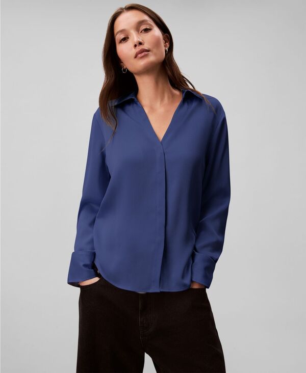 【送料無料】 カルバンクライン レディース シャツ トップス Womens Hammered Fitted Collared Shirt Steel Beams