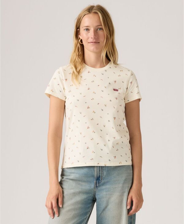 【送料無料】 リーバイス レディース Tシャツ トップス Womens The Perfect Crew Neck Cotton TShirt Maja Ditsy Egret