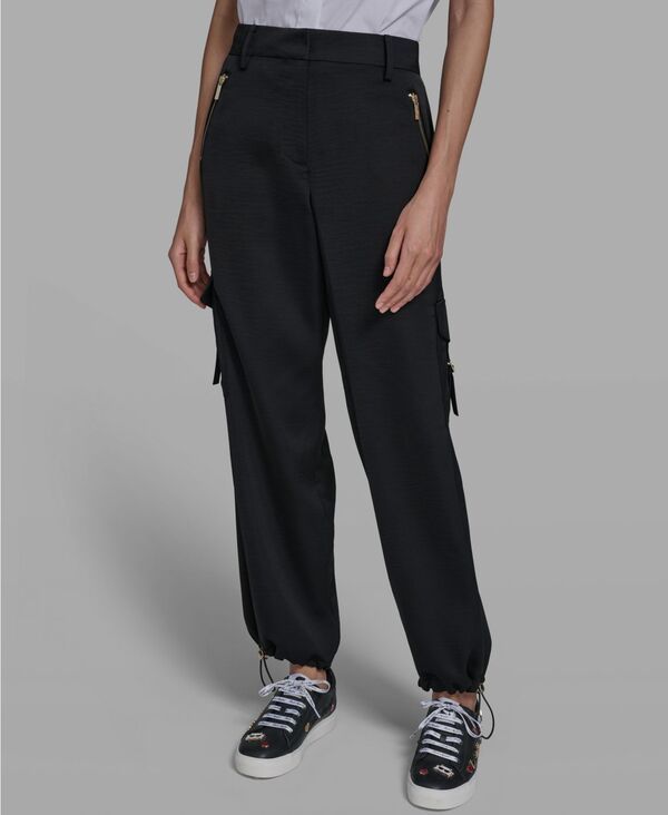 【送料無料】 カール ラガーフェルド レディース カジュアルパンツ ボトムス Womens Cropped Cargo Pants Black
