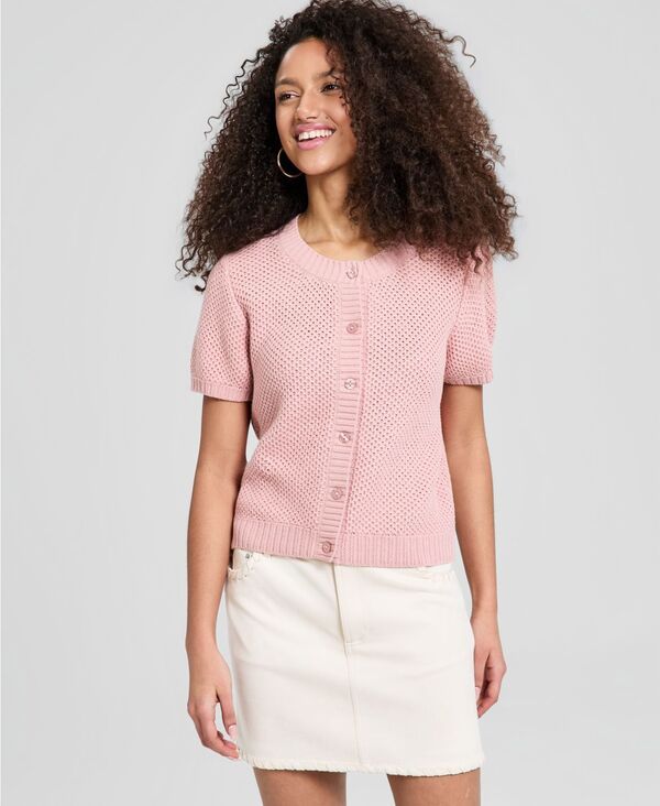 【送料無料】 アンドノウディス レディース ニット・セーター アウター And Now This Womens Crewneck ButtonFront Cardigan Faded Petal