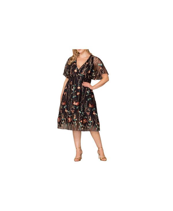 【送料無料】 キヨナ レディース ワンピース トップス Plus Size Sonnet Embroidered Cocktail Dress Onyx
