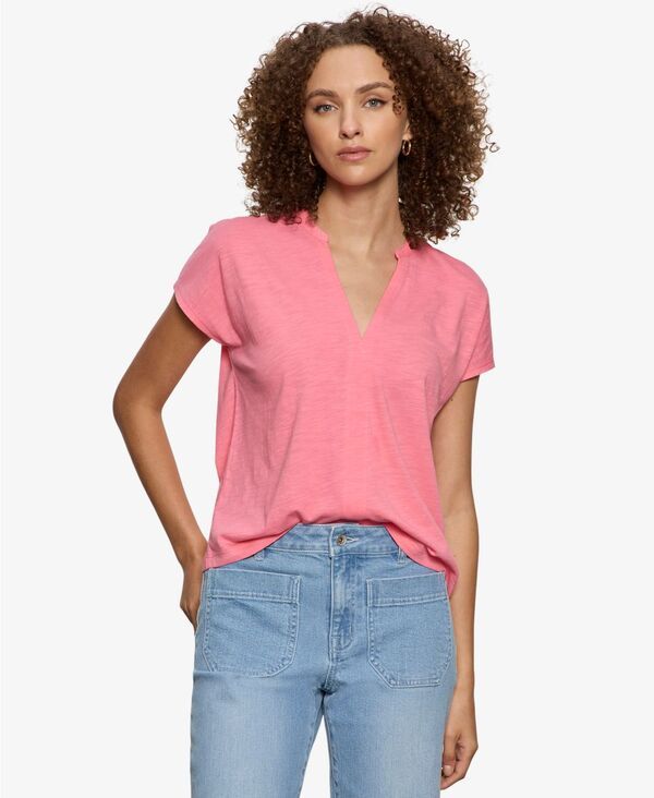 【送料無料】 サンクチュアリー レディース Tシャツ トップス Womens Notched Muscle TShirt Bloom Pink