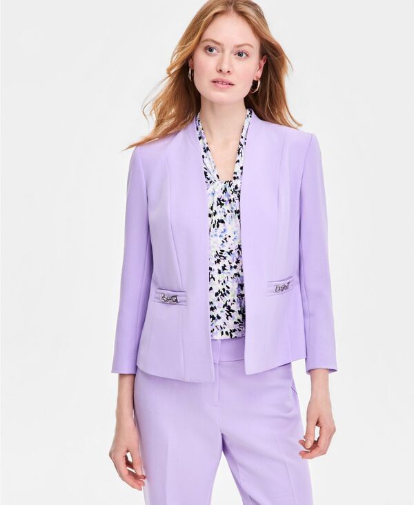 【送料無料】 カスパール レディース ジャケット・ブルゾン アウター Womens Collarless LongSleeve Jacket Regular Petite Lavender Mist