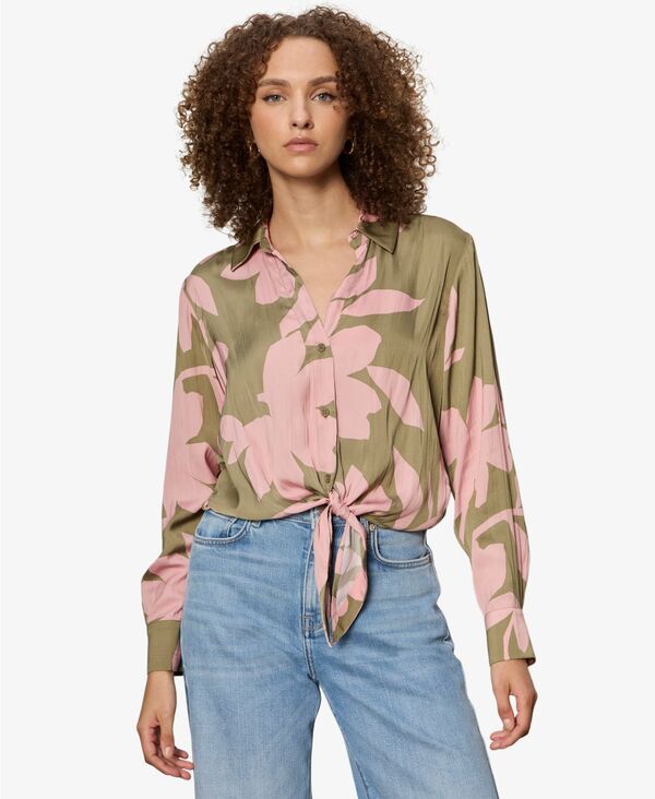 【送料無料】 サンクチュアリー レディース シャツ トップス Womens Lover Printed Tie Shirt Pink Silhouette