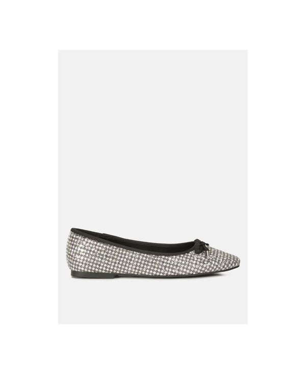【送料無料】 ロンドンラグ レディース パンプス シューズ Womens Glitter Faux Leather Flat Ballerinas Black