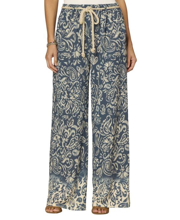 【送料無料】 デモクラシー レディース カジュアルパンツ ボトムス Petite Pleated Wide Leg Pants Deep Shadow Multi