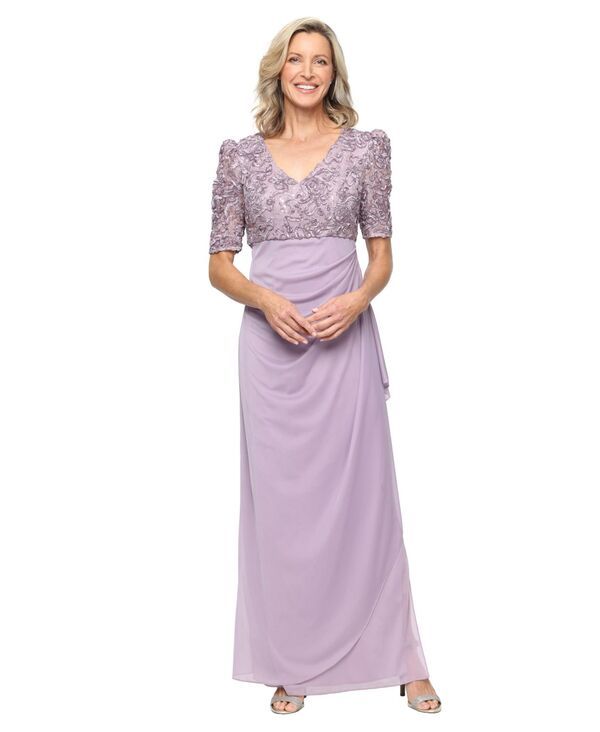 【送料無料】 アレックスイブニングス レディース ワンピース トップス Petite VNeck Ball Gown Wisteria