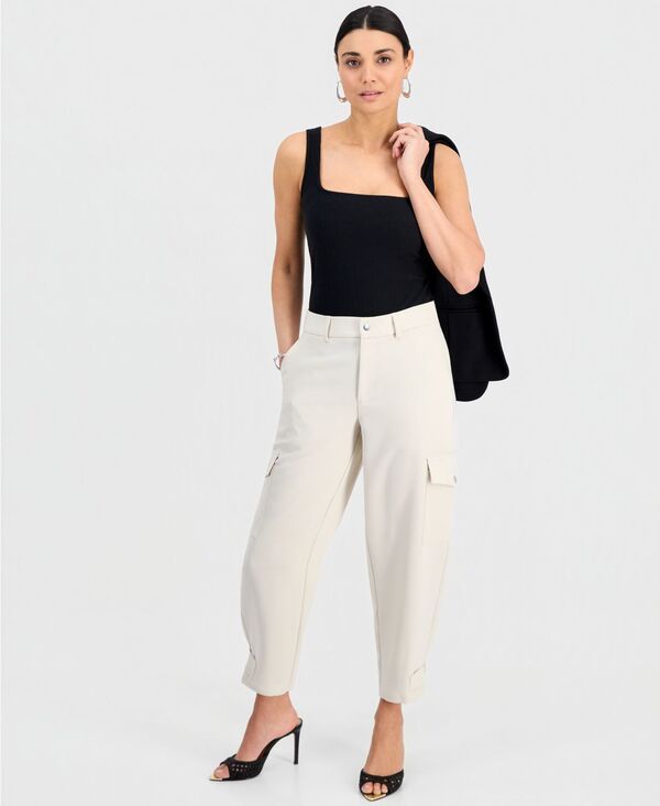 【送料無料】 アイエヌシー インターナショナル コンセプト レディース カジュアルパンツ ボトムス Petite HighRise Cargo Pants Soft Cream