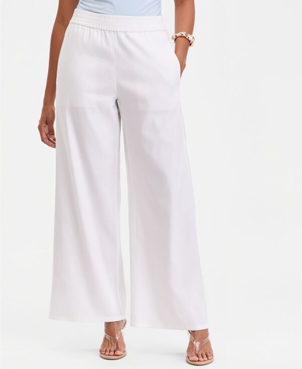 【送料無料】 アイエヌシー インターナショナル コンセプト レディース カジュアルパンツ ボトムス Womens LinenBlend Wide Leg Pull On Pants Bright White