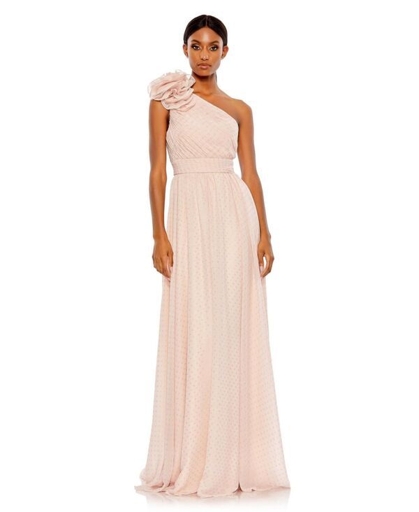 【送料無料】 マックダガル レディース ワンピース トップス Womens Polka Dot Ruffled One Shoulder Gown Porcelain