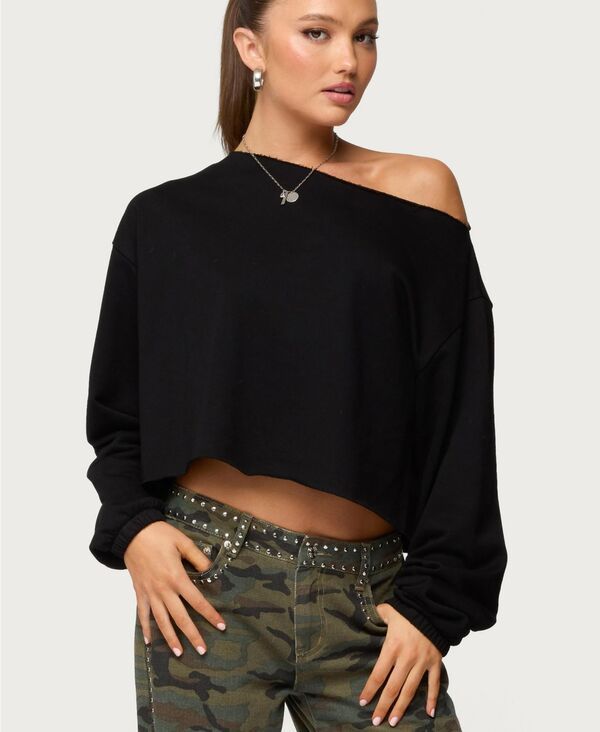 【送料無料】 アディクテッド レディース パーカー・スウェット アウター Womens Aveline Off Shoulder Light Sweatshirt Black