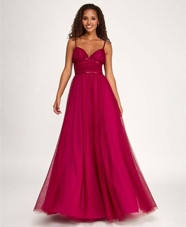 【送料無料】 シティー スタジオ レディース ワンピース トップス Juniors Sweetheart Neck Ballgown Sangria