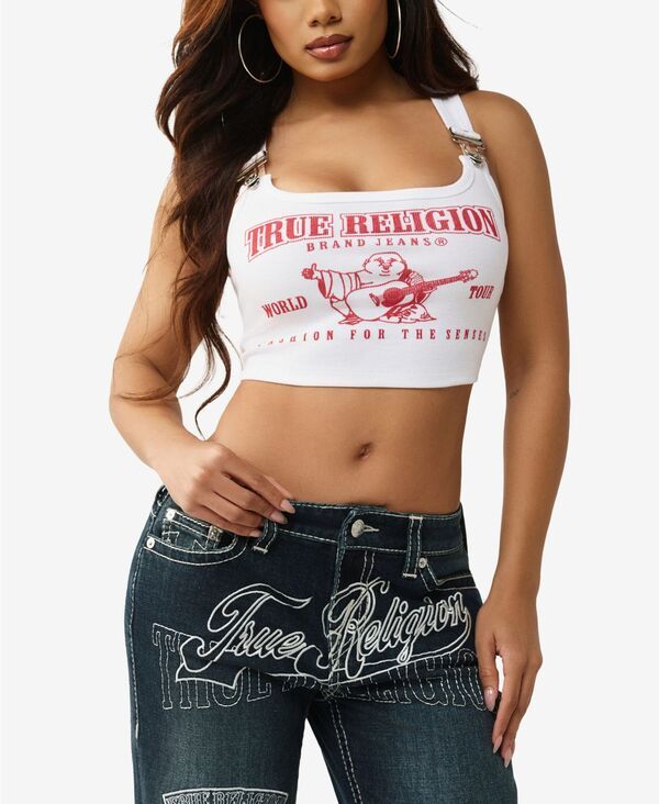 【送料無料】 トゥルーレリジョン レディース タンクトップ トップス Womens Buddha Rib Overall Tank Top Optic White
