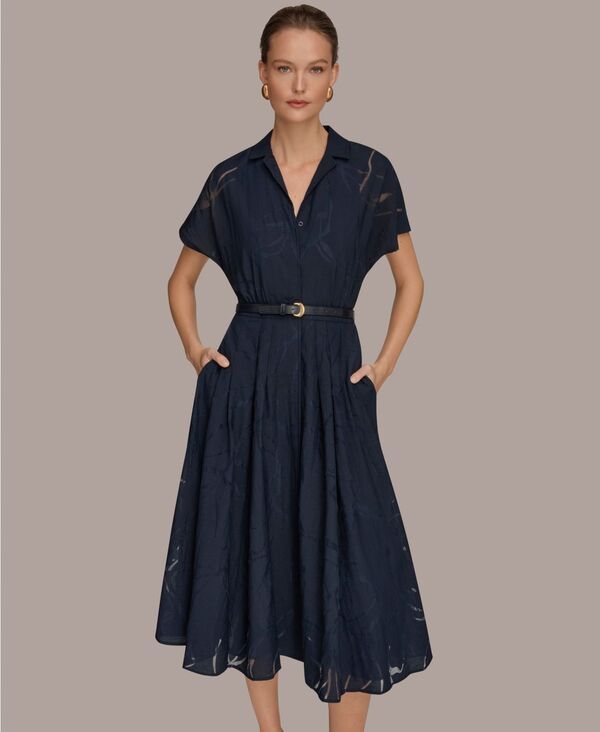【送料無料】 ダナ キャラン ニューヨーク レディース シャツ トップス Womens Floral Belted Midi Shirt Dress Nightfall 32,370円