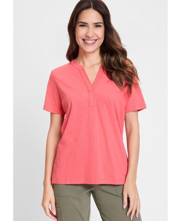 【送料無料】 オルセン レディース シャツ トップス Womens Embroidered Split VNeck TShirt Misty rose
