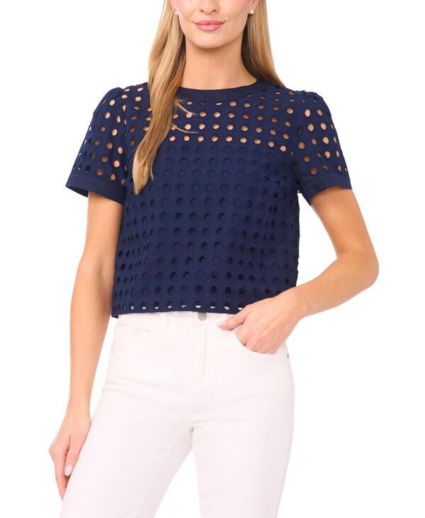 【送料無料】 セセ レディース シャツ トップス Womens ShortSleeve Circle Eyelet Top Classic Navy