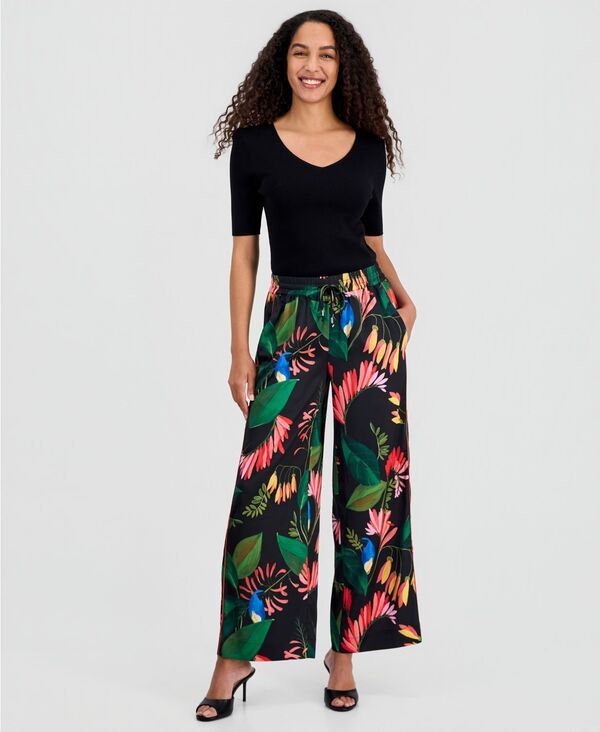 【送料無料】 ティー・タハリ レディース カジュアルパンツ ボトムス Womens Floral WideLeg PullOn Pants Tropical Wonder Print