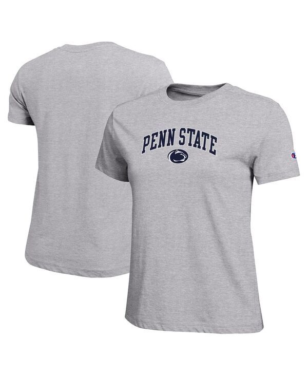 【送料無料】 チャンピオン レディース Tシャツ トップス Womens Gray Penn State Nittany Lions Arched Over Logo TShirt Gray