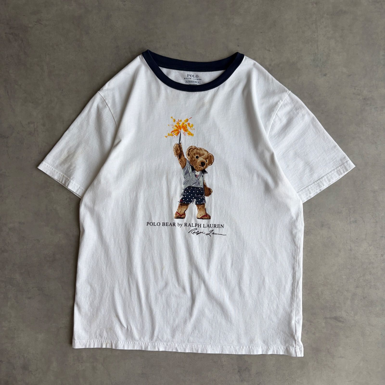 POLO RALPH LAUREN ポロベア Tシャツ リンガーT ホワイト ネイビー