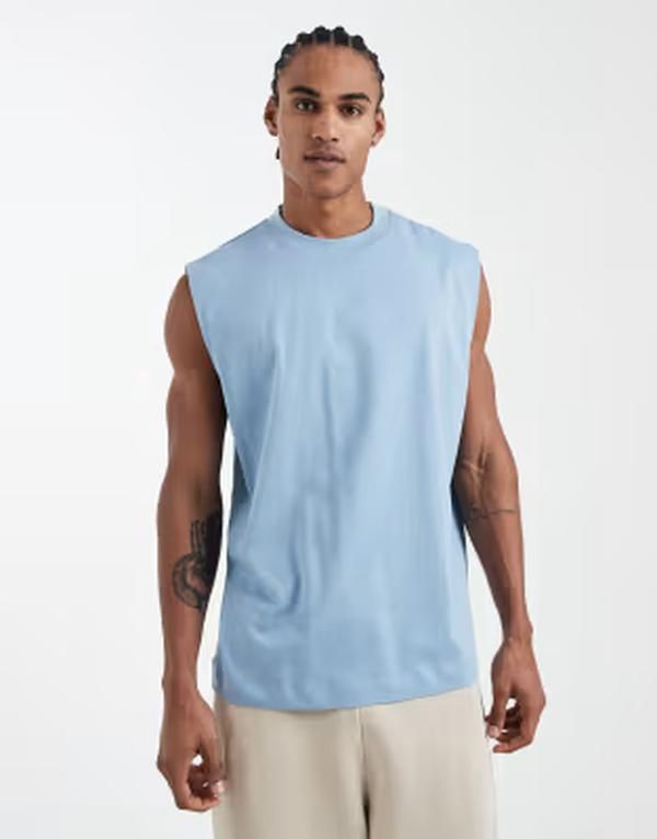 エイソス メンズ トップス ベスト ASOS DESIGN Essentials oversized tank in turquoise Mountain Spring ターコイズ
