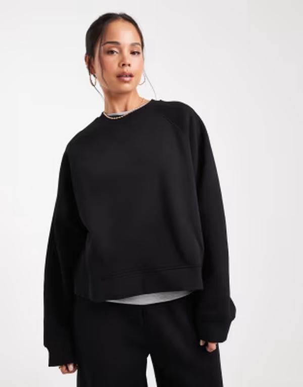 エイソス レディース アウター パーカー・スウェット シャツ ASOS DESIGN oversized brushback sweatshirt with raglan detail Black ブラック