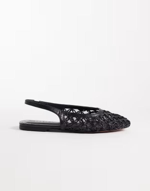 エイソス レディース シューズ パンプス ASOS DESIGN Lure woven detailing slingback ballet flats Black ブラック