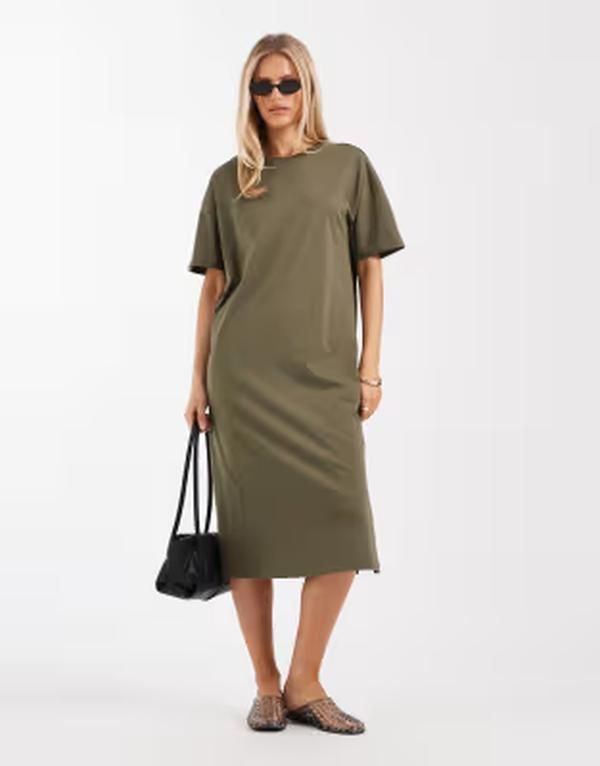 ヴェロモーダ レディース トップス ワンピース Tシャツ Vero Moda oversized Tshirt dress in kalamata グリーン
