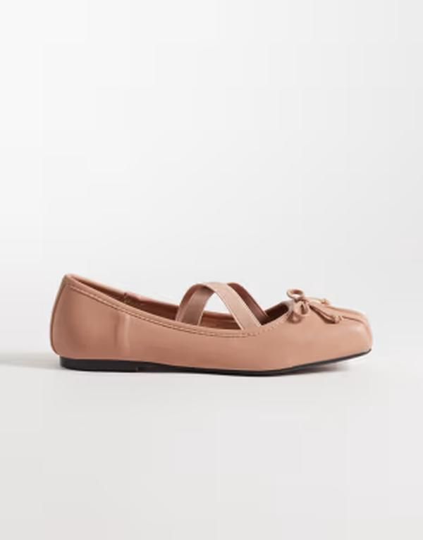 リバーアイランド レディース シューズ パンプス River Island square toe ballet detailing flats PINK ピンク