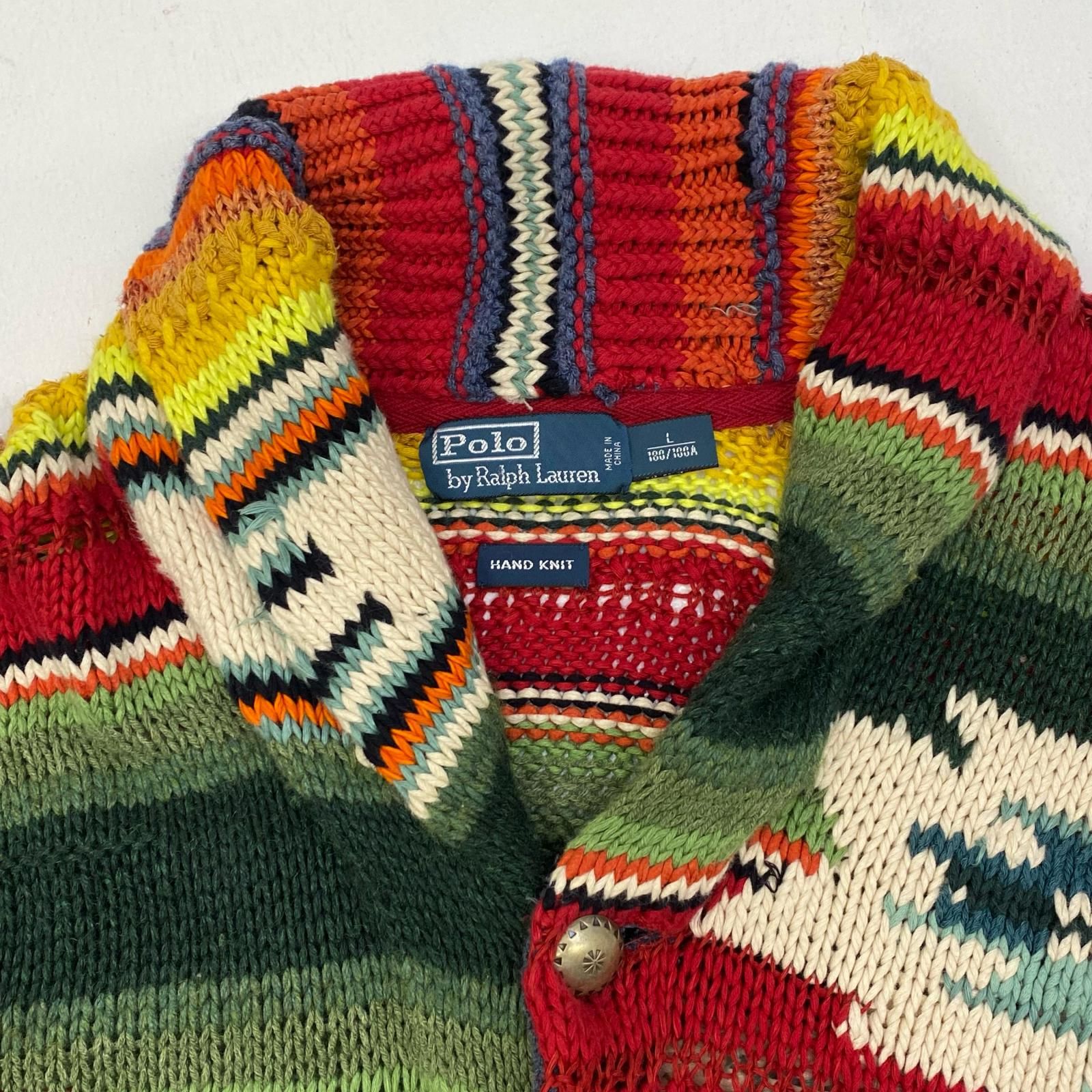 【加古川店】 中古 POLO RALPH LAUREN | ポロ・ラルフローレン セーター native pattern shall collar sweater マルチカラー サイズ：L 【101】 人気NO.1【加古川店】 中古 POLO RALPH LAUREN | ポロ・ラルフローレン