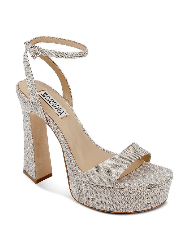 バッジェリーミシュカ レディース シューズ サンダル プラットフォーム ヒール Badgley Mischka Womens Caia Square Toe Higheel Platform Sandals Gold Glitter ゴールド