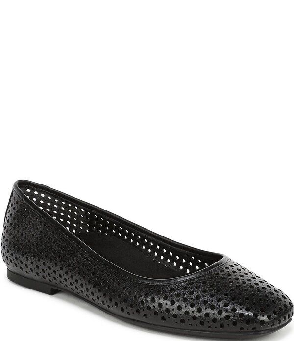 バイオニック レディース シューズ パンプス レザー Vionic Orinda Perforated Leather Ballet Flats Black ブラック