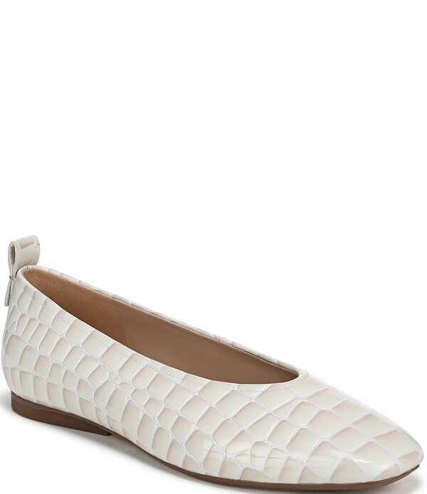 ナチュライザー レディース シューズ パンプス レザー Naturalizer 27 EDIT Carla Croco Embossed Leather Square Toe Ballet Flats Warm White ホワイト