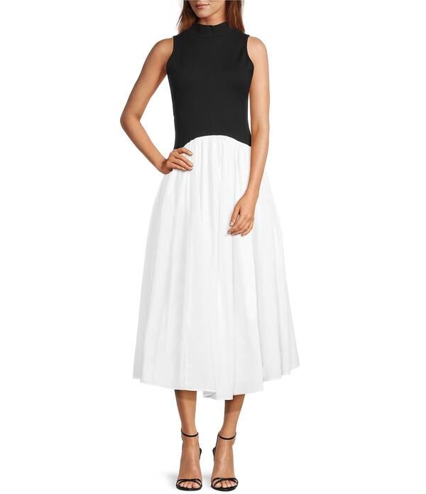 フレンチコネクション レディース トップス ワンピース ミディ ノースリーブ ホルター French Connection Ponte Combo Halter Neck Sleeveless Midi Dress BlackSummer White ホワイト