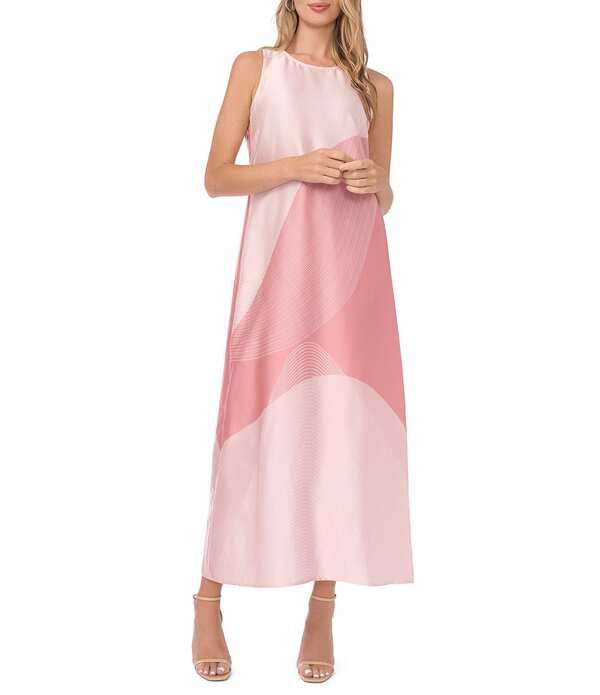 ヴィンスカムート レディース トップス ワンピース サテン ノースリーブ マキシ Vince Camuto Satin Round Neck Sleeveless Maxi Shift Dress Rose Hip