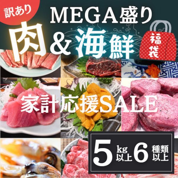 【家計応援SALE】肉＆海鮮の福袋【５kg６品以上】大容量 / 訳あり