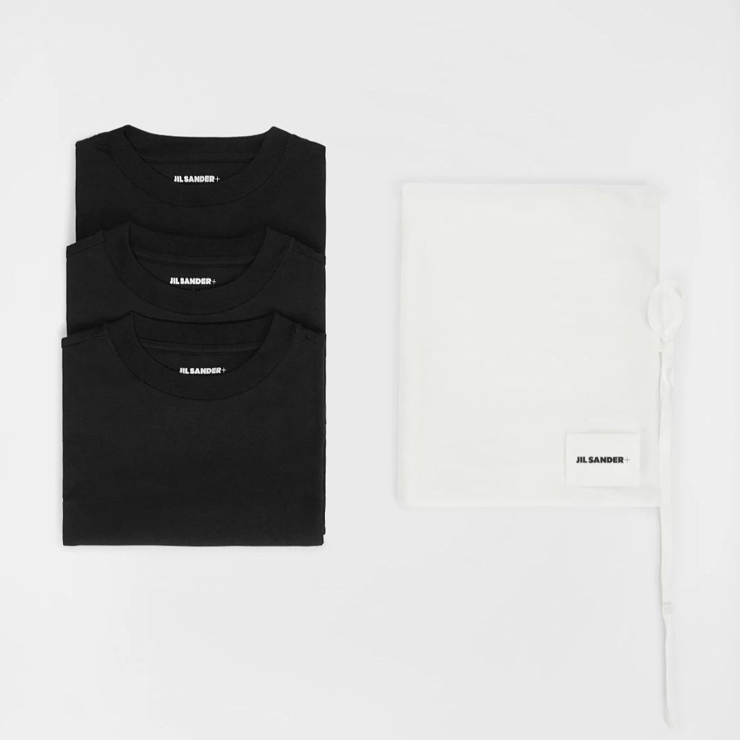 JIL SANDER+ T-SHIRT CN SS 3PACK S BLACK 3パックTシャツ ブラック ジルサンダープラス J47GC0001 タグ付属