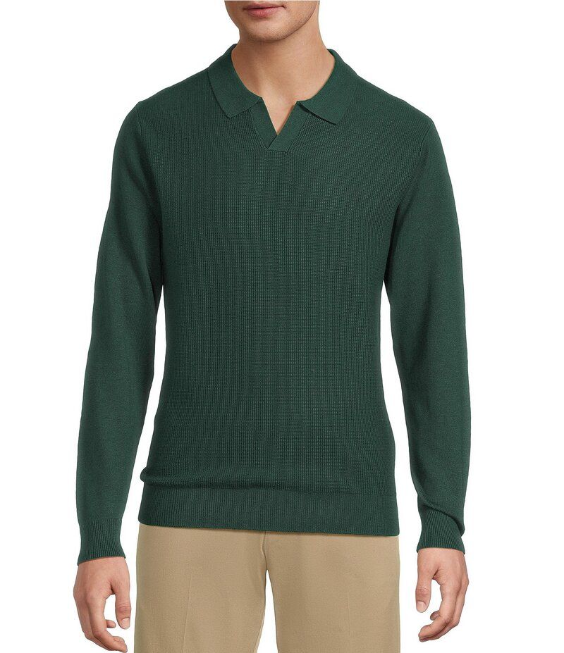 ラウンドトゥリーアンドヨーク メンズ アウター ニット・セーター セーター Roundtree Yorke Long Sleeve Solid Johnny Collar Sweater Green グリーン