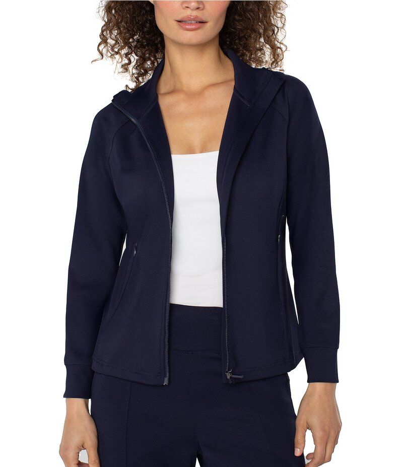 リヴァプール ロサンゼルス レディース アウター コート ニット ジャケット Liverpool Los Angeles Tech Knit Full Zip Seamed Jacket Navy ネイビー