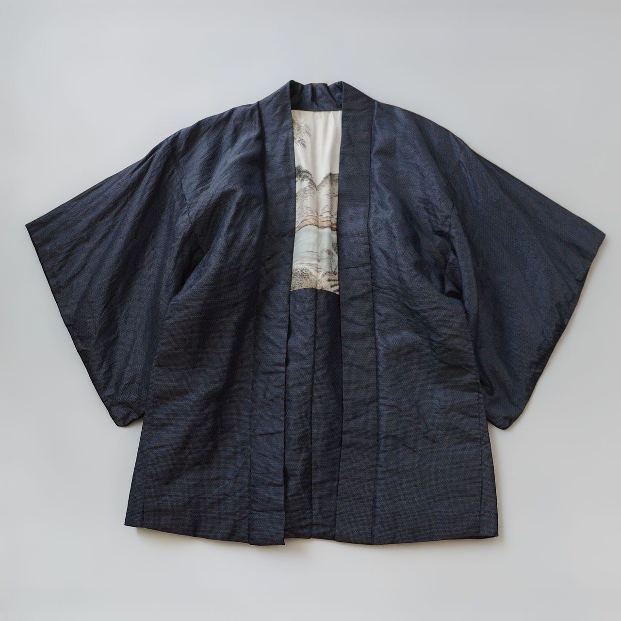 羽織 メンズ 着物 | 深紺 | 山水画・落款入り羽裏 | ジャパンヴィンテージ 6,234円