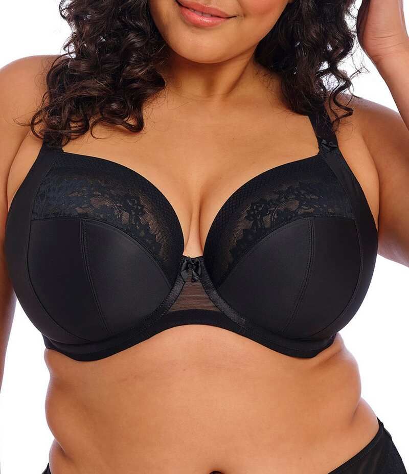 エロミ レディース アンダーウェア ブラジャー レース Elomi Nerina Full Busted Underwire Stretch Lace Plunge Bra Black ブラック