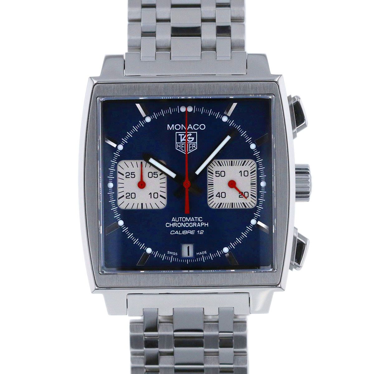 【値下げ】TAG HEUER タグホイヤー モナコ クロノグラフ キャリバー12 腕時計 CAW2111.FC6183 メンズ ステンレススチール シルバー 中古