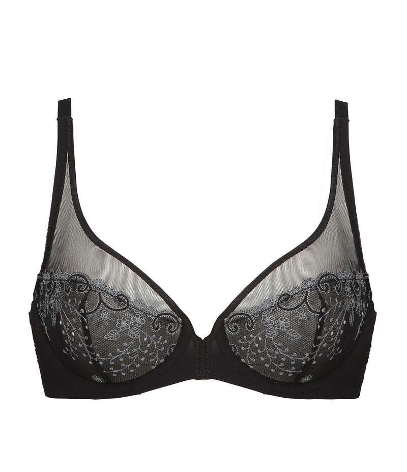 シモーヌペレール レディース アンダーウェア ブラジャー シアー 刺繍 Simone Perele Unlined Sheer Embroidered Plunge Bra Moonlight