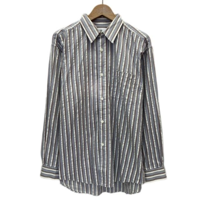 【中古】　MIYAKE DESIGN STUDIO　ストライプシャツ　長袖　シャツ　トップス　レギュラーカラー　胸ポケット　日本製　ドメスティック　古着　/1156