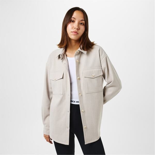ジャック ウィルス レディース アウター ジャケット・ブルゾン Jack Wills Ouston Shacket Ld51 Stone Check ストーン
