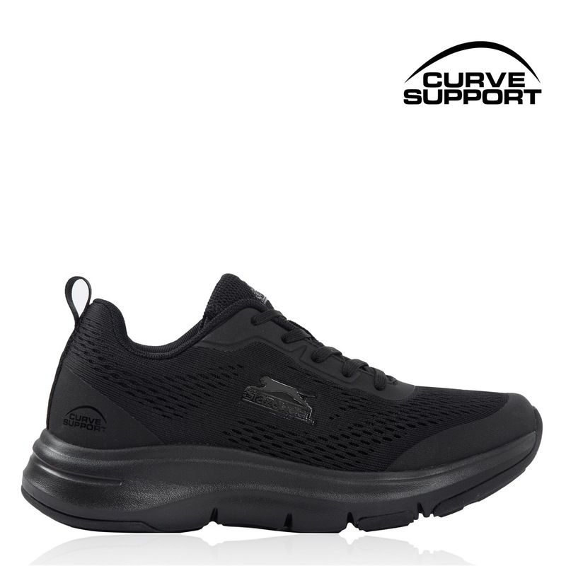 スラセンジャー レディース シューズ スニーカー メッシュ Slazenger Curve Support EMesh Trainers Ladies BlackBlack ブラック