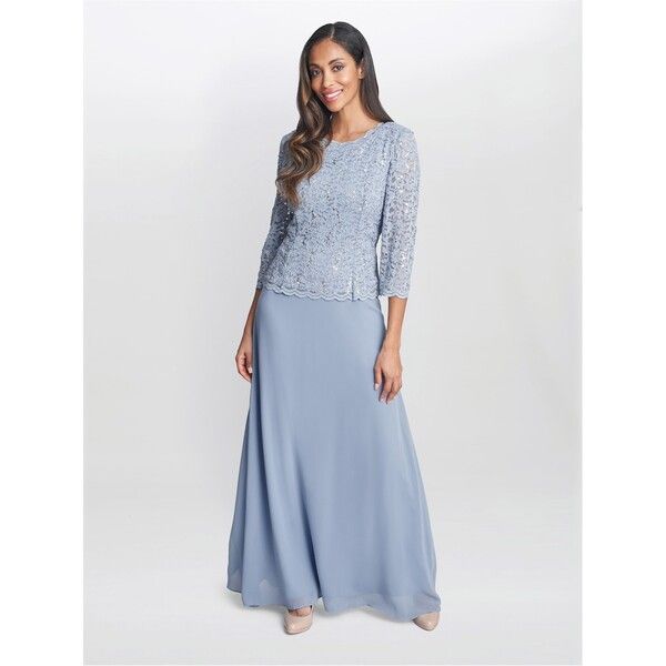 ジーナバッコーニ レディース トップス ワンピース レース マキシ Gina Bacconi Virginia Maxi Lace Dress SKY
