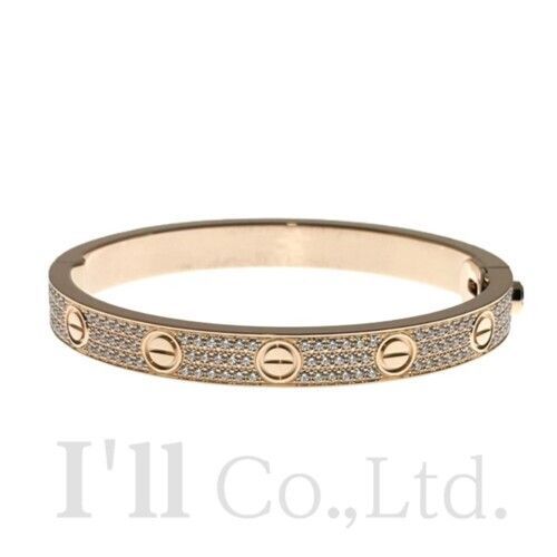 CARTIER　カルティエ　ラブ　ブレスレット　クラシックモデル　N6036916　750PG　204Pパヴェダイヤモンド　ブランドジュエリー　バングル　Au750　K18PG　ピンクゴールド　18金　LOVE　ビス　204石【中古】【85730】